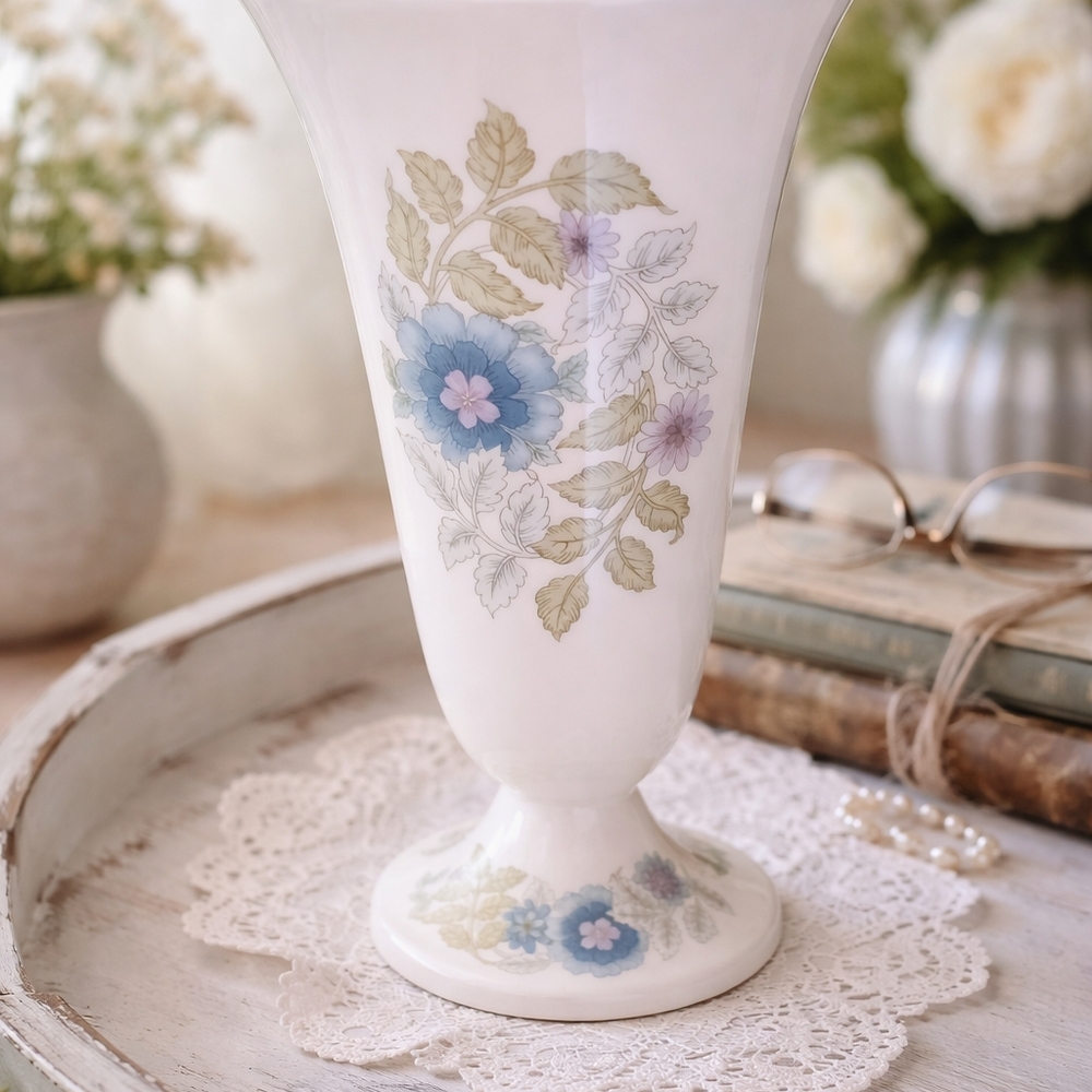 Wedgwood White and Blue Floral Vase